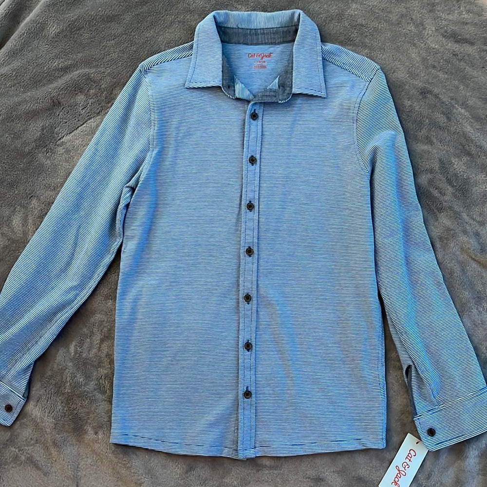Cat & Jack NWT Boys Knit Button down sz L 12/14